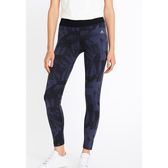 Adidas Black and Blue Drop Cloth Pattern Leggings sz Small - Picture 1 of 5